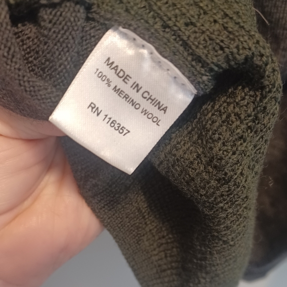 Zachary Prell $195 Men's V-Neck Colorblock Merino Wool Pullover Green/Gray Small - Picture 5 of 6